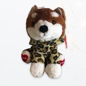 New Kaisiyang Shiba Inu Plush 11" Plushie Love You Leopard Print Hoodie